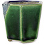 Sechseckiger blauer und grüner Bonsaitopf von Terahata Satomi Mazan – 71 x 71 x 62 mm