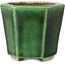 Hexagonal green bonsai pot by Terahata Satomi Mazan - 71 x 71 x 62 mm