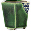 Zeshoekige groene bonsaipot van Terahata Satomi Mazan - 71 x 71 x 62 mm