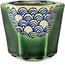 Hexagonal green bonsai pot by Terahata Satomi Mazan - 71 x 71 x 62 mm