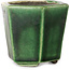 Zeshoekige groene bonsaipot van Terahata Satomi Mazan - 71 x 71 x 62 mm