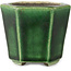 Zeshoekige groene bonsaipot van Terahata Satomi Mazan - 71 x 71 x 62 mm
