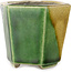 Pot à bonsaï hexagonal vert et jaune par Terahata Satomi Mazan - 71 x 71 x 62 mm