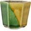 Vaso bonsai esagonale verde e giallo di Terahata Satomi Mazan - 71 x 71 x 62 mm