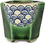 Zeshoekige groene bonsaipot van Terahata Satomi Mazan - 71 x 71 x 62 mm