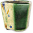 Hexagonal green and multicolor bonsai pot by Terahata Satomi Mazan - 71 x 71 x 62 mm