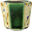 Maceta hexagonal para bonsái verde y multicolor de Terahata Satomi Mazan - 71 x 71 x 62 mm