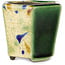 Vaso bonsai esagonale verde e multicolore di Terahata Satomi Mazan - 71 x 71 x 62 mm