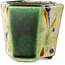 Pot à bonsaï hexagonal vert et multicolore par Terahata Satomi Mazan - 71 x 71 x 62 mm
