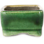 Maceta rectangular para bonsái verde y amarilla de Terahata Satomi Mazan - 85 x 62 x 38 mm