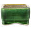 Pot à bonsaï rectangulaire vert et jaune par Terahata Satomi Mazan - 85 x 62 x 38 mm