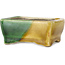 Vaso bonsai rettangolare verde e giallo di Terahata Satomi Mazan - 85 x 62 x 38 mm