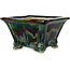 Maceta cuadrada para bonsái multicolor verde de Terahata Satomi Mazan - 133 x 133 x 80 mm