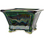 Maceta cuadrada para bonsái multicolor verde de Terahata Satomi Mazan - 133 x 133 x 80 mm