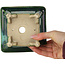 Square green with a blue accent bonsai pot by Terahata Satomi Mazan - 133 x 133 x 80 mm