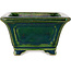 Vierkant groen met blauw accent bonsaipot van Terahata Satomi Mazan - 126 x 126 x 72 mm