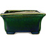 Rechthoekige groen met blauw accent bonsaipot van Terahata Satomi Mazan - 165 x 135 x 65 mm