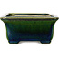 Rectangular green with a blue accent bonsai pot by Terahata Satomi Mazan - 165 x 135 x 65 mm