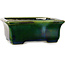 Rectangular green with a blue accent bonsai pot by Terahata Satomi Mazan - 165 x 135 x 65 mm