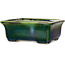 Rectangular green with a blue accent bonsai pot by Terahata Satomi Mazan - 165 x 135 x 65 mm