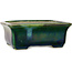 Rectangular green with a blue accent bonsai pot by Terahata Satomi Mazan - 165 x 135 x 65 mm
