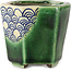 Pot à bonsaï vert hexagonal par Terahata Satomi Mazan - 71 x 71 x 62 mm