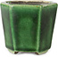 Pot à bonsaï vert hexagonal par Terahata Satomi Mazan - 71 x 71 x 62 mm