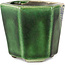 Zeshoekige groene bonsaipot van Terahata Satomi Mazan - 71 x 71 x 62 mm