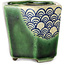 Zeshoekige groene bonsaipot van Terahata Satomi Mazan - 71 x 71 x 62 mm