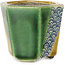 Pot à bonsaï hexagonal vert et jaune par Terahata Satomi Mazan - 71 x 71 x 62 mm