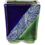 Vierkante blauw-groene bonsaipot van Terahata Satomi Mazan - 63 x 63 x 68 mm