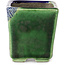 Square blue and green bonsai pot by Terahata Satomi Mazan - 63 x 63 x 68 mm