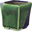 Pot à bonsaï carré bleu et vert par Terahata Satomi Mazan - 63 x 63 x 68 mm
