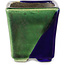 Vaso bonsai quadrato blu e verde di Terahata Satomi Mazan - 63 x 63 x 68 mm