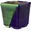 Maceta cuadrada para bonsái azul y verde de Terahata Satomi Mazan - 63 x 63 x 68 mm