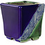 Vierkante blauw-groene bonsaipot van Terahata Satomi Mazan - 63 x 63 x 68 mm