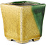 Vaso bonsai quadrato verde e giallo di Terahata Satomi Mazan - 63 x 63 x 68 mm