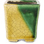 Vaso bonsai quadrato verde e giallo di Terahata Satomi Mazan - 63 x 63 x 68 mm