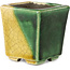 Maceta cuadrada para bonsái verde y amarilla de Terahata Satomi Mazan - 63 x 63 x 68 mm