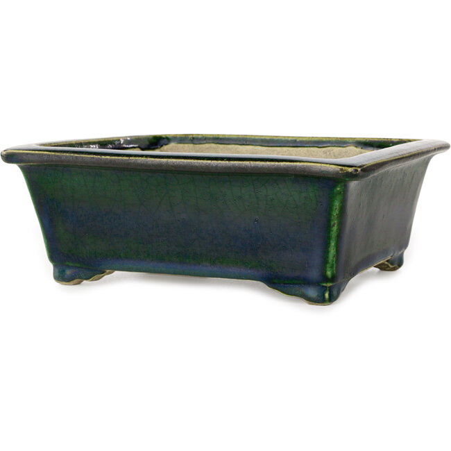 Vaso bonsai rettangolare verde di Terahata Satomi Mazan - 197 x 168 x 70 mm