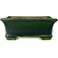 Rectangular green bonsai pot by Terahata Satomi Mazan - 215 x 180 x 83 mm