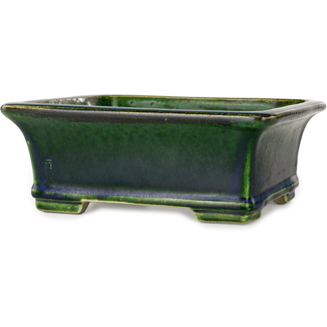 Rechthoekige groene bonsaipot van Terahata Satomi Mazan - 215 x 180 x 83 mm
