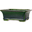 Rectangular green bonsai pot by Terahata Satomi Mazan - 215 x 180 x 83 mm