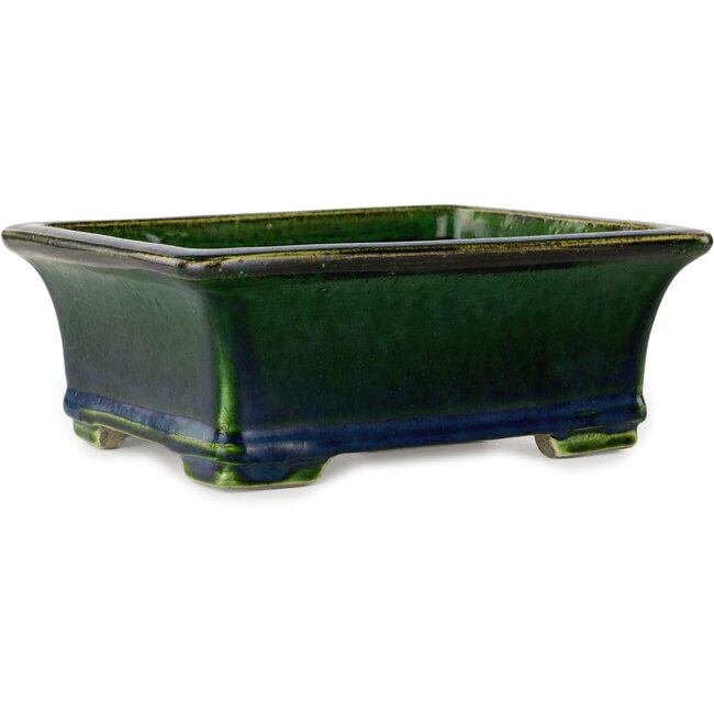 Rechthoekige groene bonsaipot van Terahata Satomi Mazan - 215 x 180 x 83 mm