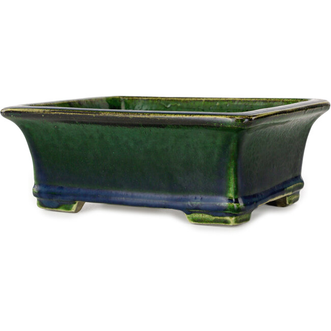 Rechthoekige groene bonsaipot van Terahata Satomi Mazan - 215 x 180 x 83 mm