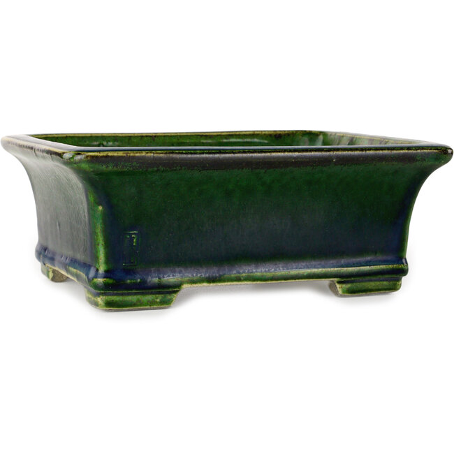 Rechthoekige groene bonsaipot van Terahata Satomi Mazan - 215 x 180 x 83 mm