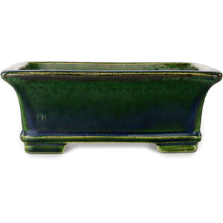  Satomi Mazan, Mazan Terahata Maceta rectangular para bonsái verde de 215 mm de Terahata Satomi Mazan, Tokoname, Japón