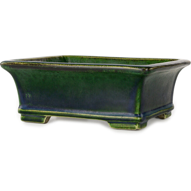 Maceta rectangular para bonsái verde de Terahata Satomi Mazan - 215 x 180 x 83 mm