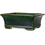 Pot à bonsaï rectangulaire vert par Terahata Satomi Mazan - 215 x 180 x 83 mm