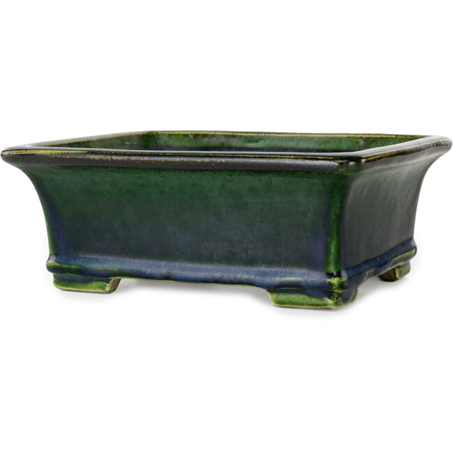 Rechthoekige groene bonsaipot van Terahata Satomi Mazan - 215 x 180 x 83 mm